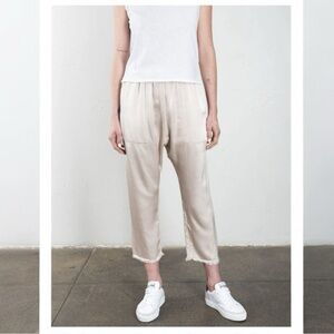 Cropped Satin Drop Crotch Pants Neutral Beige XS Minimalist Pharaoh